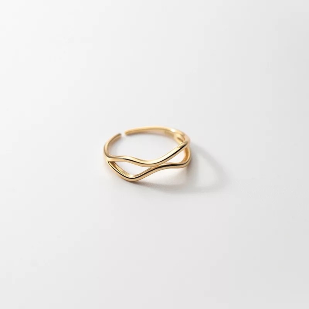 Duo Wave Ring 925 Sterling Silver 18K Gold Plated